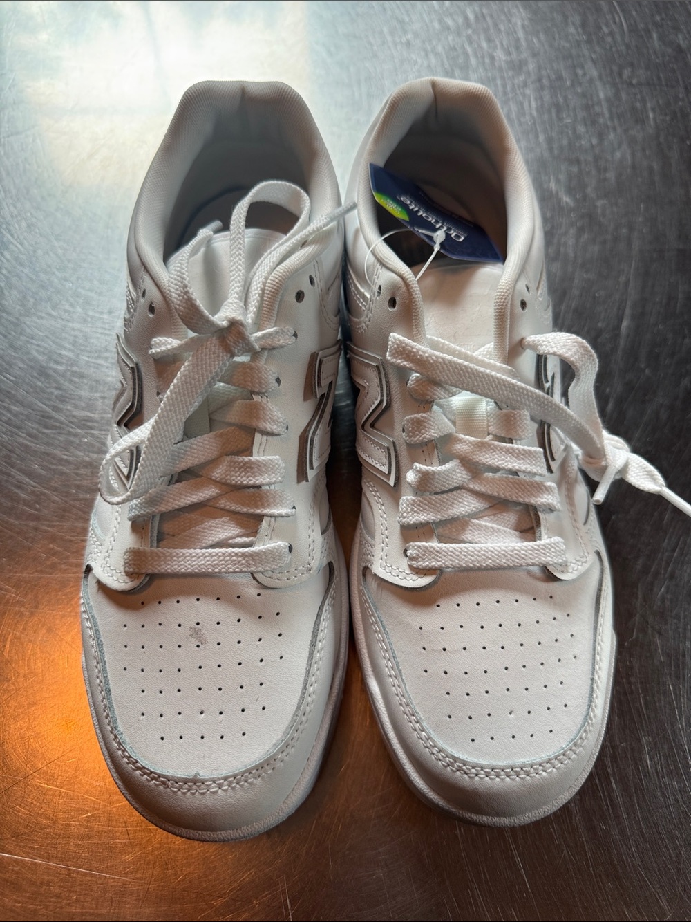 New Balance White womens  Leather Sneakers